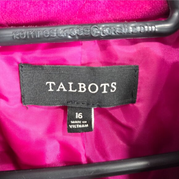 Womens Talbots Fuchsia Quilted Velvet Jacket Button Up Cotton Blend Size 16 - Picture 2 of 7